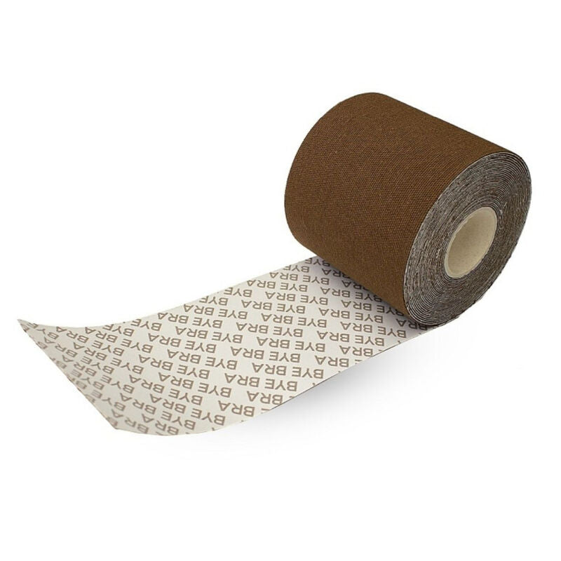 BYE-BRA - NASTRO PUSH-UP ADESIVO 5 MX 6,5 CM + 3 PAIA DI COPRICAPEZZOLI MARRONE