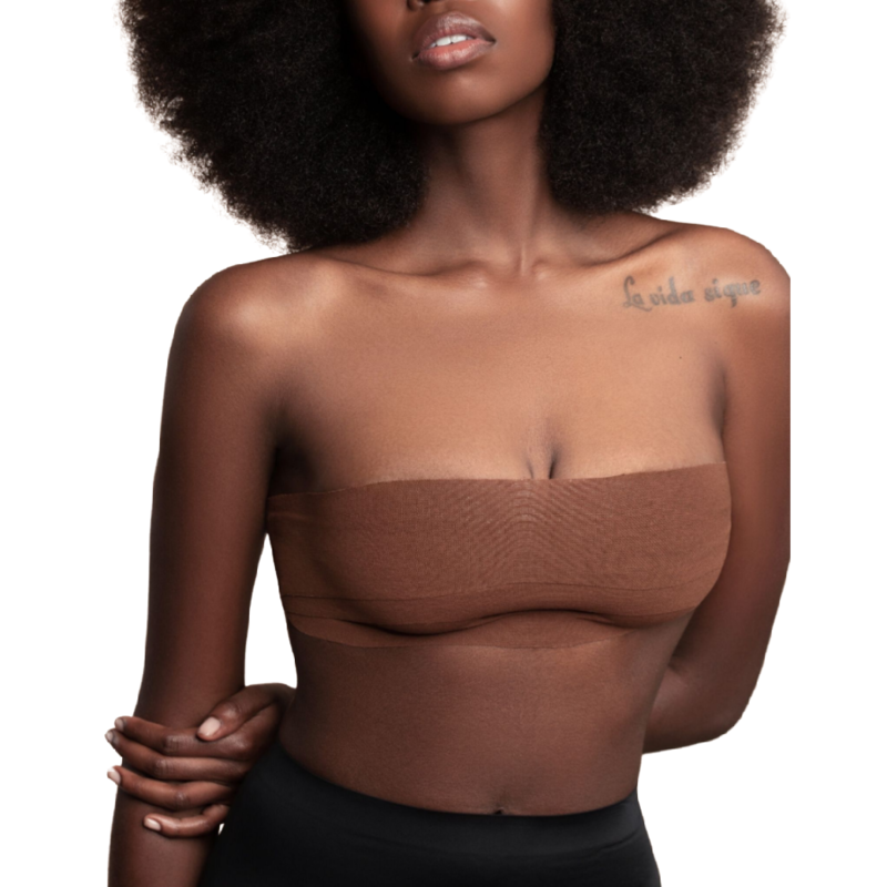 BYE-BRA - NASTRO PUSH-UP ADESIVO 5 MX 6,5 CM + 3 PAIA DI COPRICAPEZZOLI MARRONE