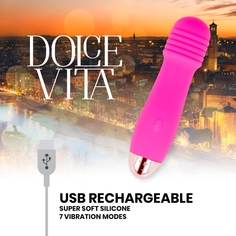 DOLCE VITA - THREE VIBRATORE RICARICABILE ROSA 7 VELOCITÀ