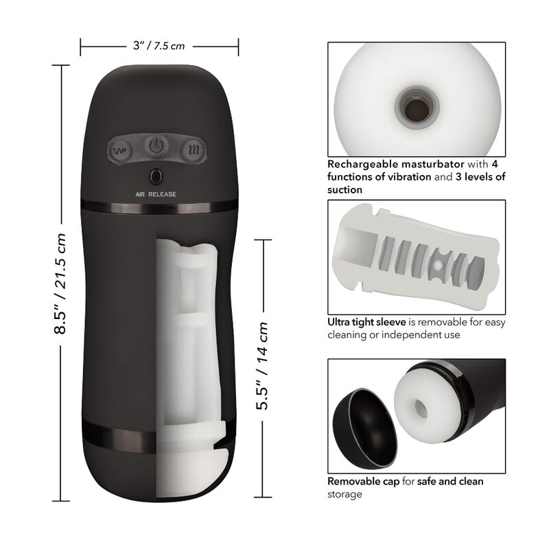 CALEXOTICS - OPTIMUM POWER STROKER MASTURBATORE CON VIBRAZIONE E ASPIRAZIONE