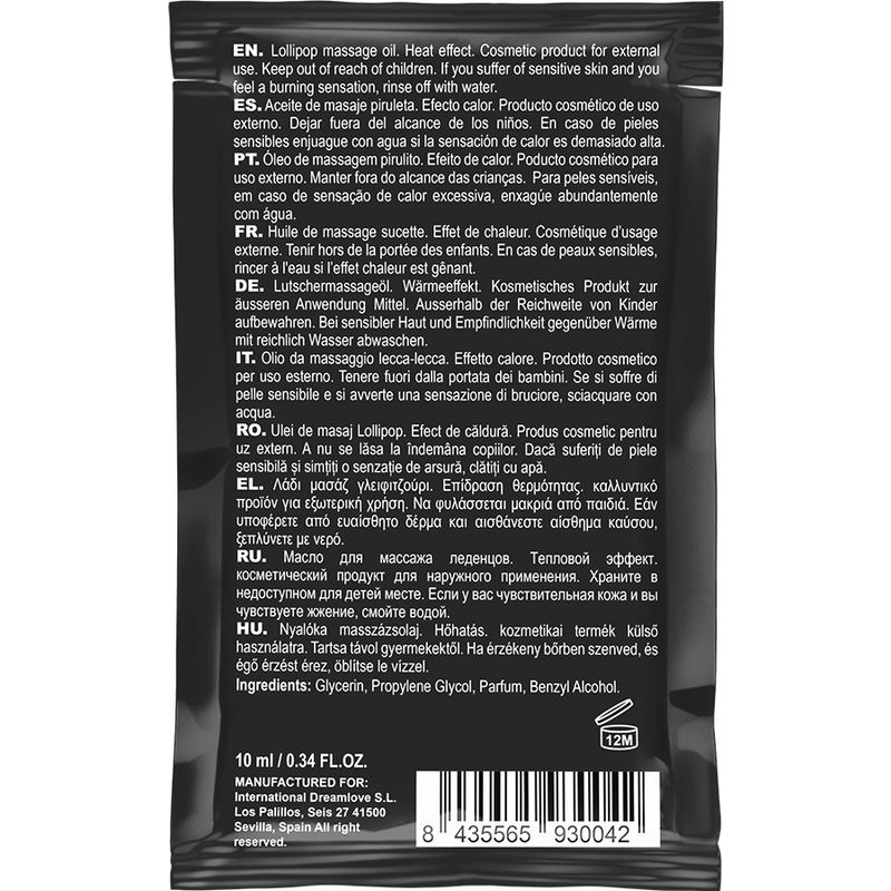 COQUETTE CHIC DESIRE - OLIO DA MASSAGGIO AROMA LOLLIPOP EFFETTO RISCALDANTE MONODOSE 10 ML