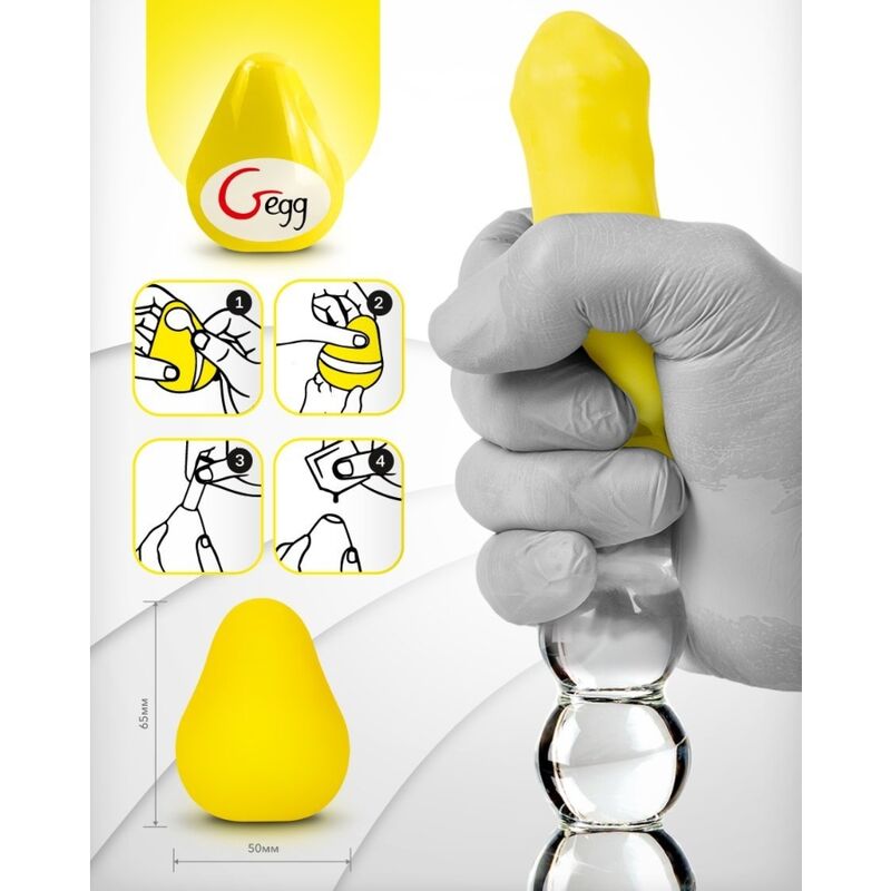G-VIBE - OVETTO MASTURBATORE RIUTILIZZABILE TESTURIZZATO GIALLO