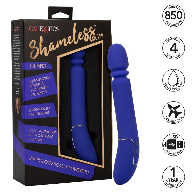 MASSAGGIATORE WAND SHAMELESS SLIM THUMPER BLU