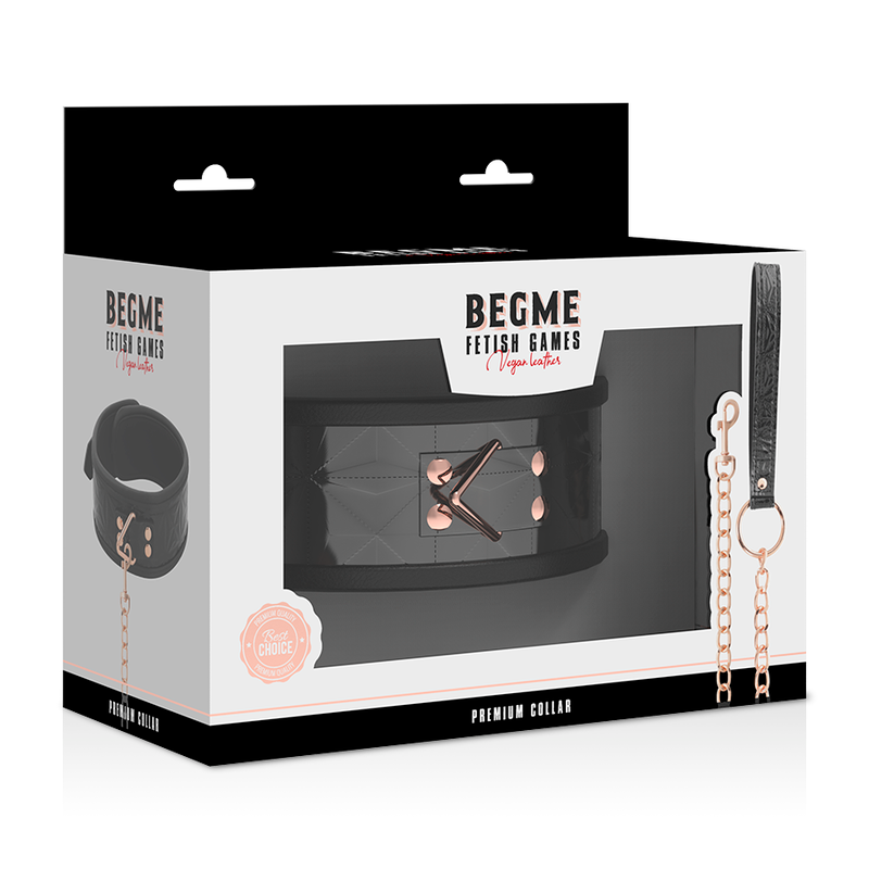 BEGME - BLACK EDITION COLLARE IN PELLE VEGANA PREMIUM NERO CON FODERA IN NEOPRENE