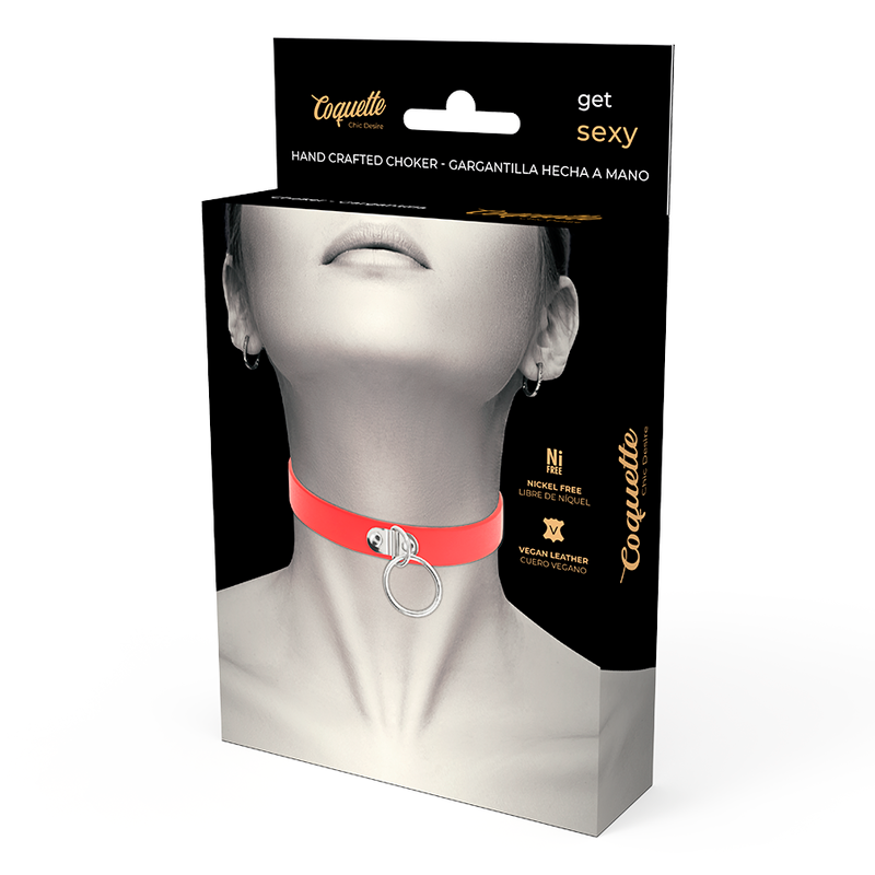 COQUETTE CHIC DESIRE - CHOKER IN PELLE VEGANA ROSSA ACCESSORIO FETISH DONNA