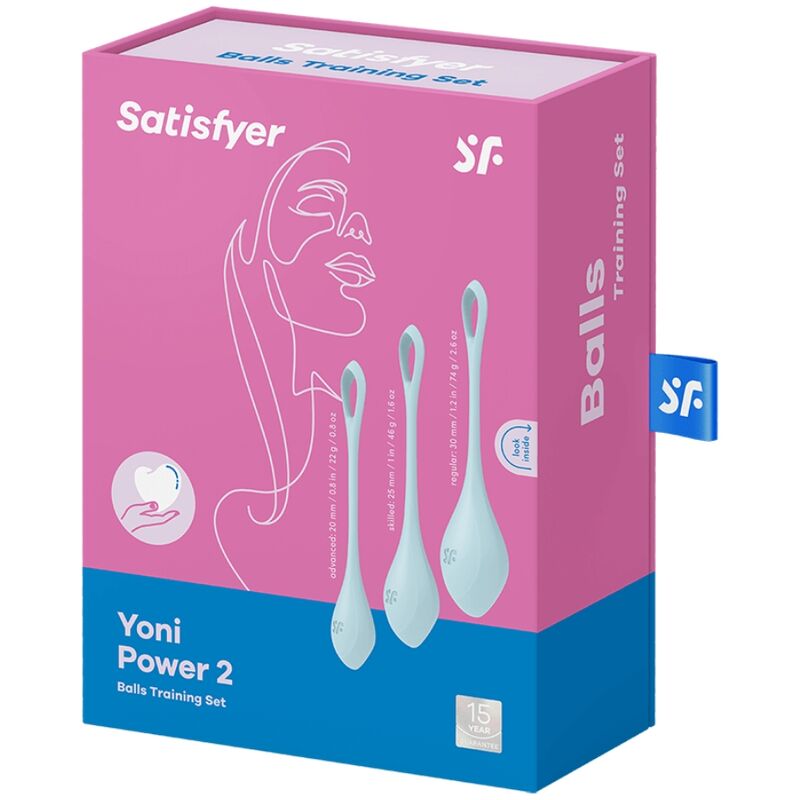SATISFYER - YONI 2 SET DI PALLINE VAGINALI PER ALLENAMENTO PELVICO CELESTI