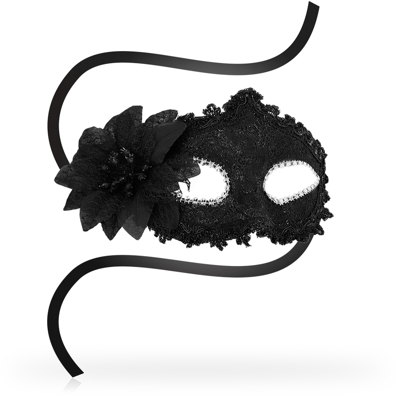 OHMAMA ANTIZAZ- MASCHERA STILE VENEZIANO CON FIORE LATERALE NERO
