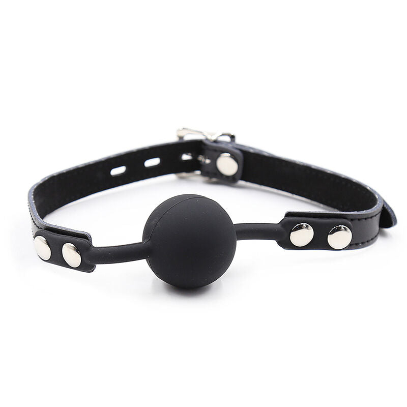 OHMAMA FETISH - BALL GAG IN SILICONE CON CINTURA IN PELLE E LUCCHETTO
