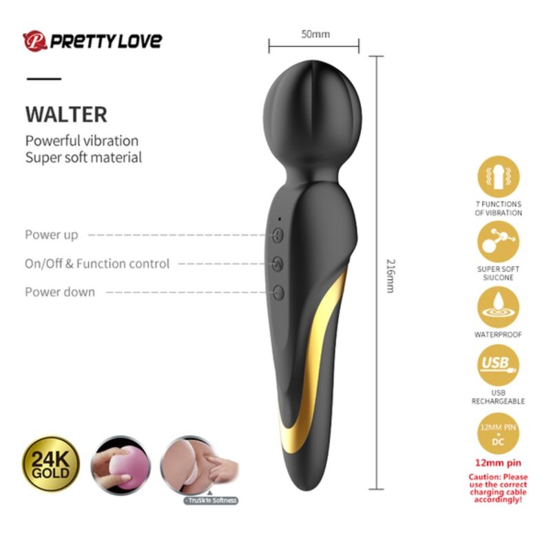 PRETTY LOVE - BLACK & GOLD DELUXE SET DI SEX TOYS VIBRANTI RICARICABILI 12 PZ