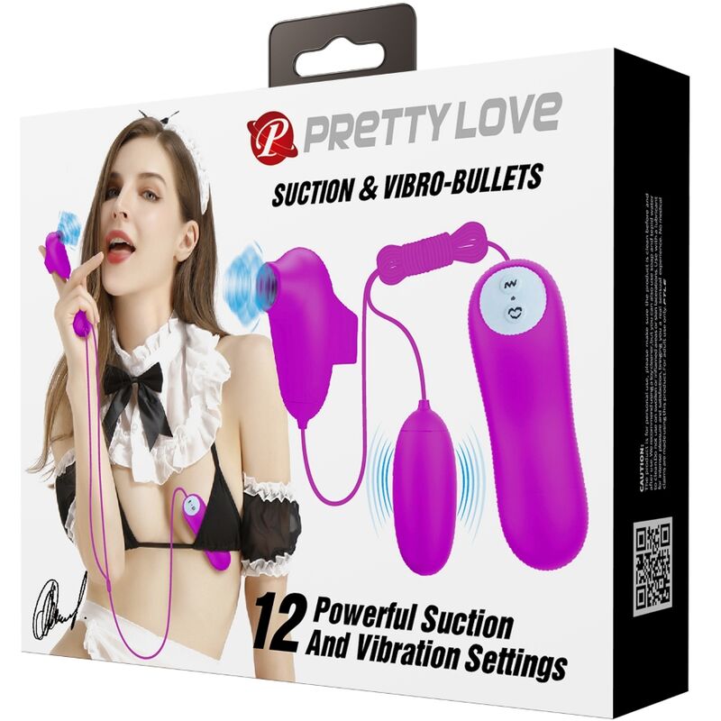 MINI VIBRATORE BULLET E STIMOLATORE CON ASPIRAZIONE, 12 FUNZIONI, SILENZIOSO