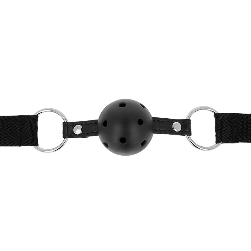 OHMAMA FETISH - BALL GAG FORATO CON CINTURA IN TESSUTO NERO