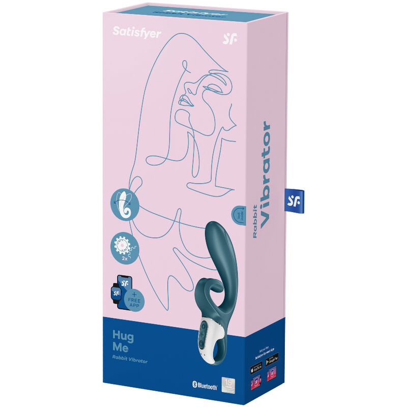SATISFYER - HUG ME VIBRATORE CON RABBIT E APP AZZURRO