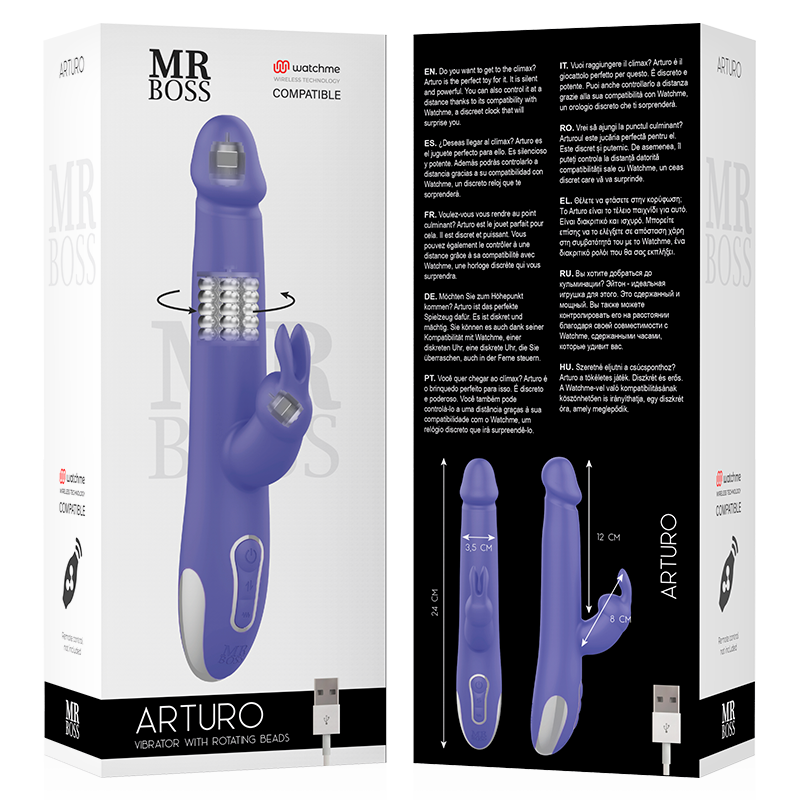 MR BOSS - ARTURO VIBRATORE E ROTATORE COMPATIBILE CON LA TECNOLOGIA WIRELESS WATCHME