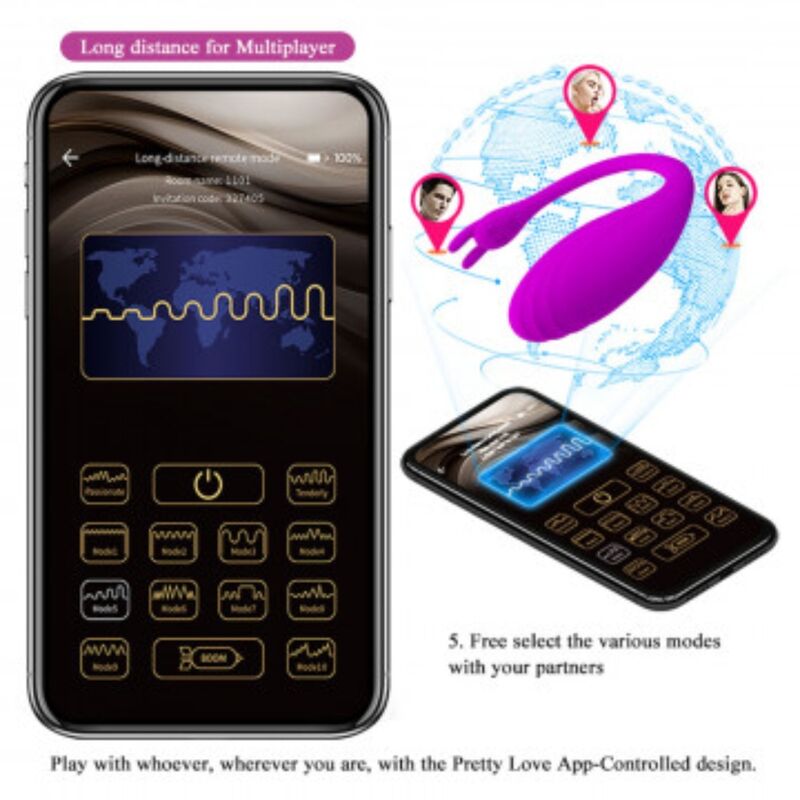 PRETTY LOVE - CATALINA VIBRATORE INDOSSABILE CON APP LONG DISTANCE LILLA