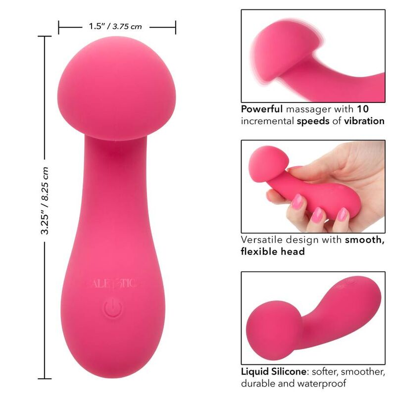 MINI VIBRATORE RICARICABILE ROSA, PUNTA FLESSIBILE, 10 MODALITÀ VIBRAZIONE