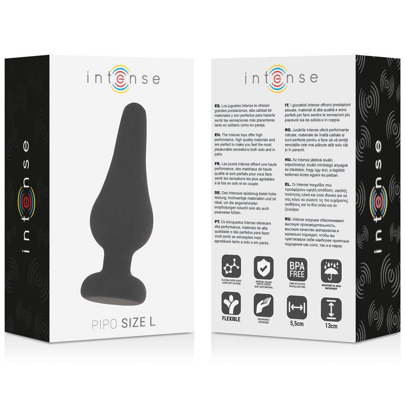 INTENSE - PIPO PLUG ANALE IN SILICONE L 13 CM NERO