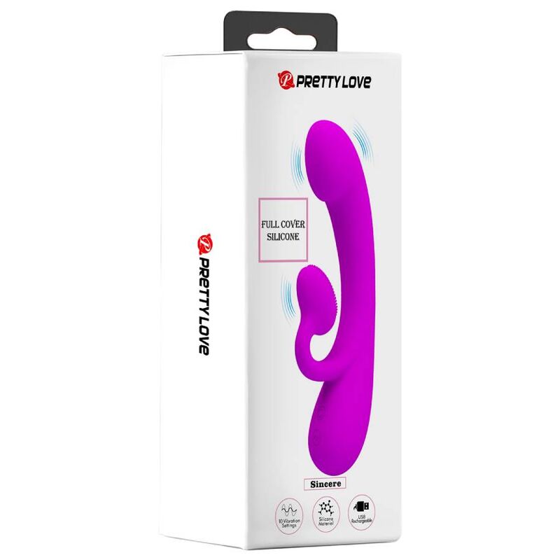 PRETTY LOVE - VIBRATORE SINCERE E SUCCHIATORE PER CLITORIDE IN SILICONE VIOLA
