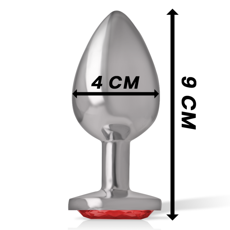 INTENSE - PLUG ANALE IN ALLUMINIO CON CRISTALLO ROSSO TAGLIA L