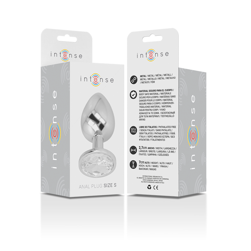 INTENSE - PLUG ANALE IN ALLUMINIO CON CRISTALLO ARGENTATO TAGLIA S