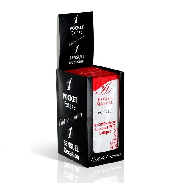 EXTASE SENSUAL - OLIO DA MASSAGGIO CON FEROMONI AROMA LOLLIPOP EFFETTO CALORE MONODOSE 10 ML