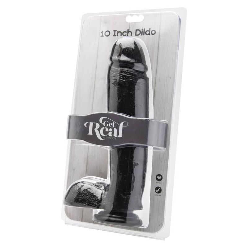 GET REAL - DILDO 25,5 CM CON TESTICOLI NERO