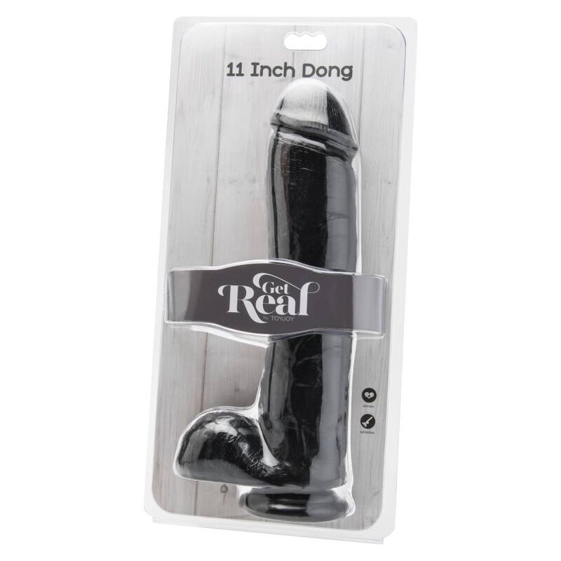 GET REAL - DILDO 28 CM CON TESTICOLI NERO