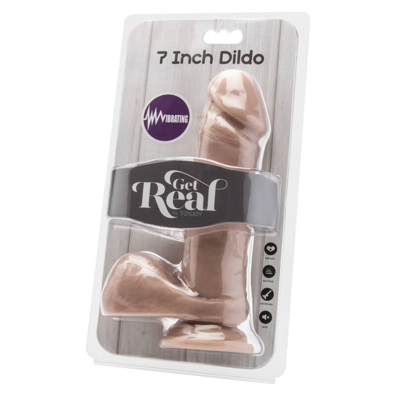 GET REAL - DILDO VIBRANTE CON TESTICOLI 18 CM NATURALE