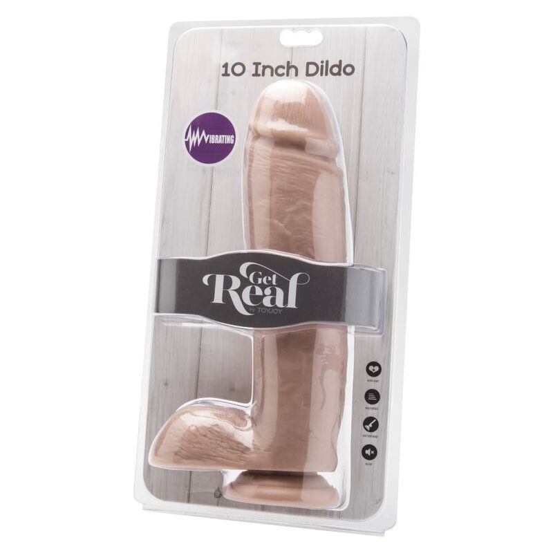 GET REAL - DILDO VIBRANTE CON TESTICOLI 25,5 CM NATURALE