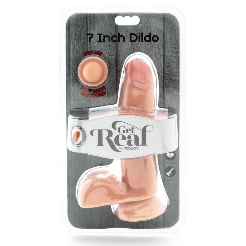 GET REAL - DILDO A DOPPIA DENSITÀ 12 CM TESTICOLI CARNE