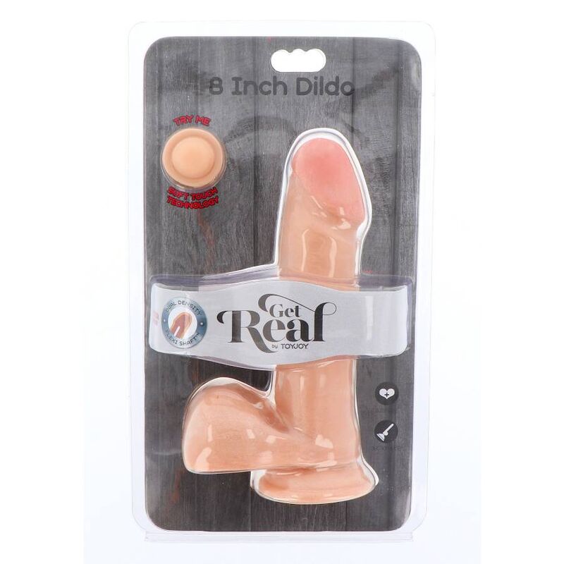 GET REAL - DILDO A DOPPIA DENSITÀ 18 CM TESTICOLI CARNE