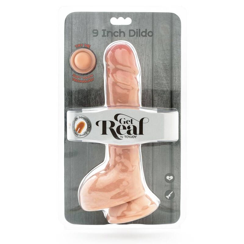 GET REAL - DILDO A DOPPIA DENSITÀ 25,5 CM TESTICOLI CARNE