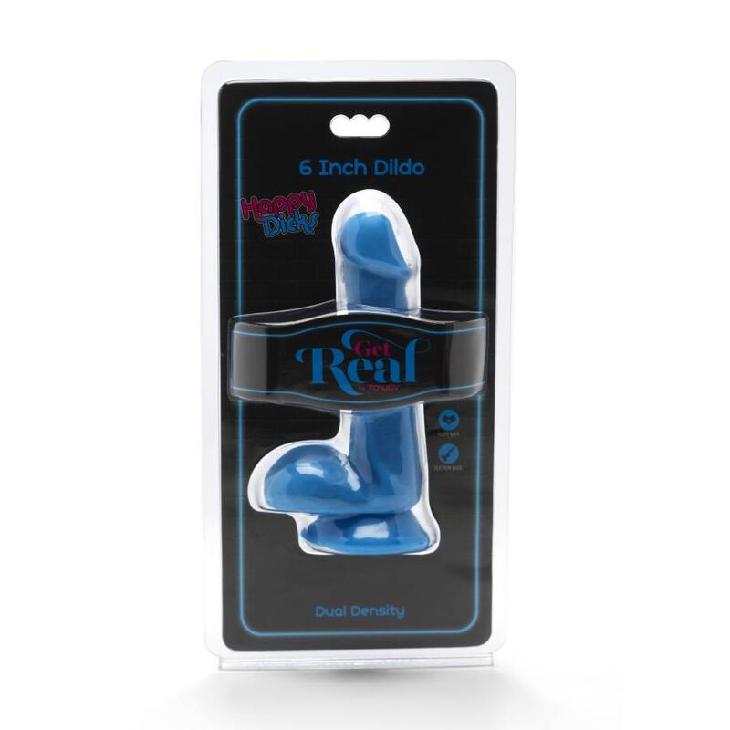 GET REAL - HAPPY DICKS DILDO CON TESTICOLI 12 CM BLU