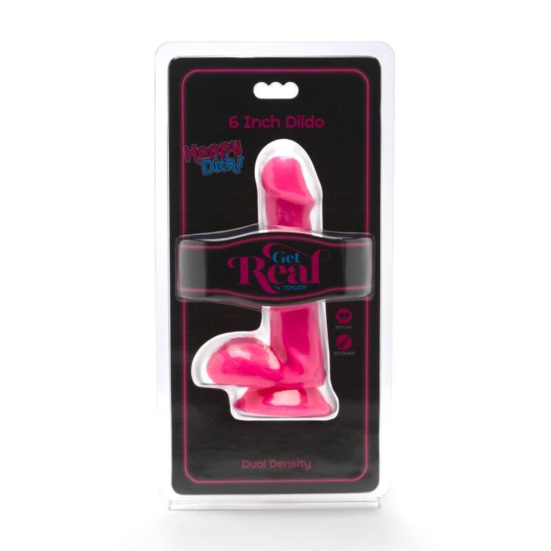 GET REAL - DILDO HAPPY DICKS 12 CM TESTICOLI ROSA