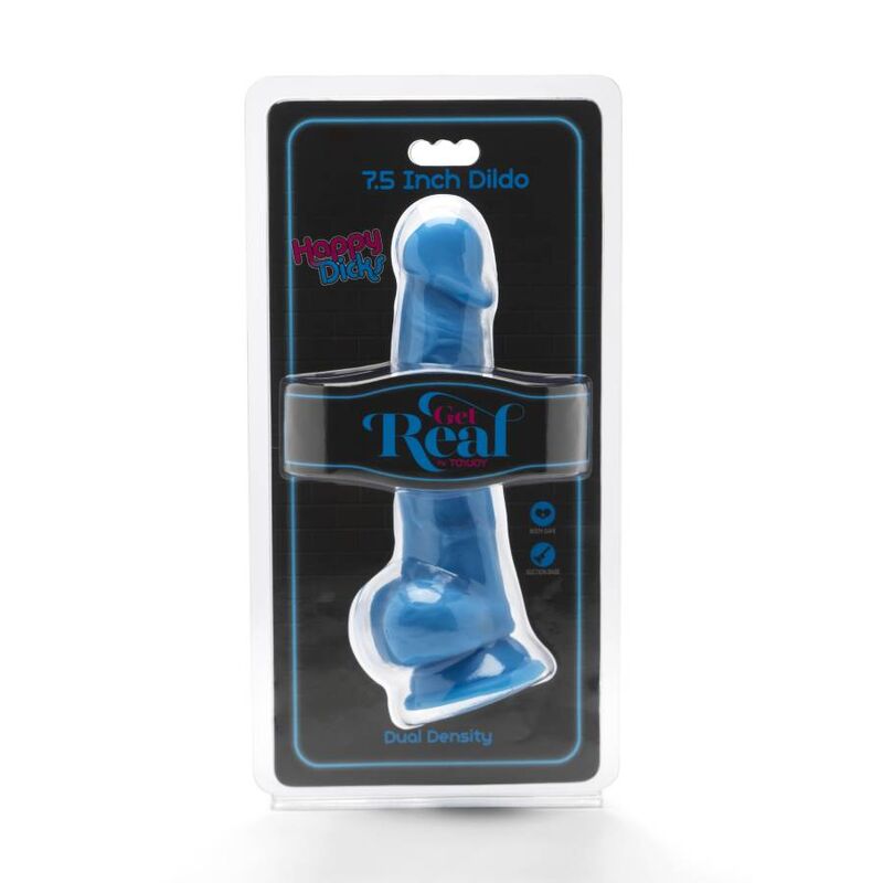 GET REAL - DILDO HAPPY DICKS 19 CM TESTICOLI BLU