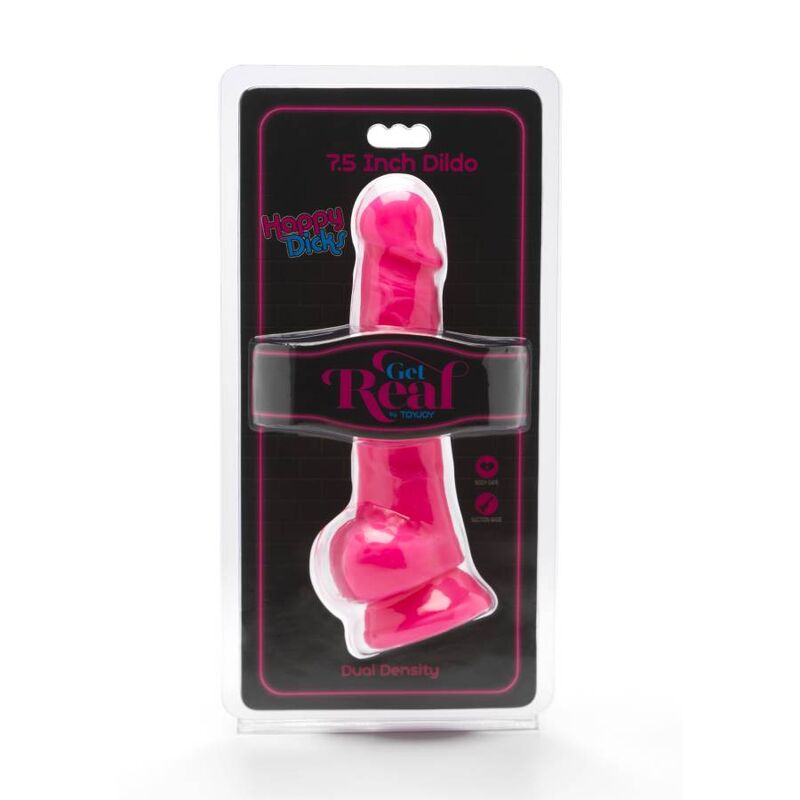 GET REAL - HAPPY DICKS 19 CM CON TESTICOLI ROSA