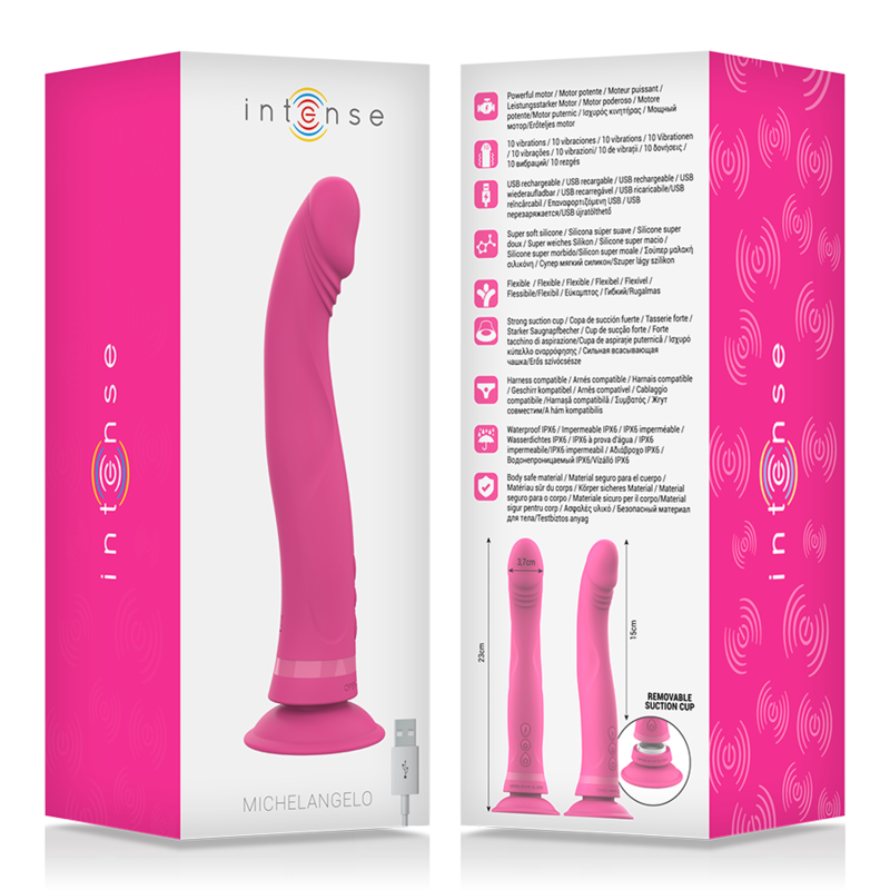 INTENSE - MICHELANGELO DILDO VIBRATORE IN SILICONE ROSA