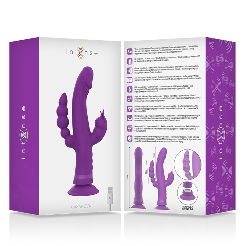 INTENSE - CASANOVA VIBRATORE RABBIT IN SILICONE TRIPLO MOTORE