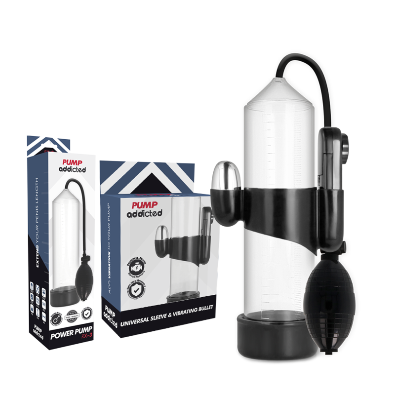 PUMP ADDICTED - RX3 POMPA POTENZIAMENTO PENE VIBRANTE TRASPARENTE
