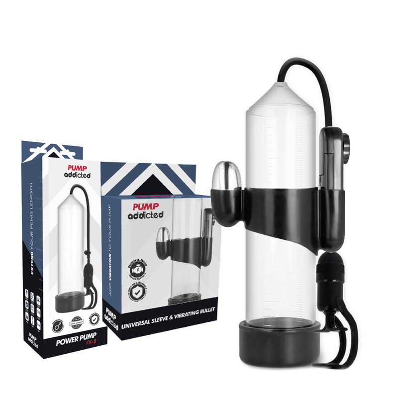 PUMP ADDICTED - RX5 POMPA POTENZIAMENTO PENE VIBRANTE TRASPARENTE