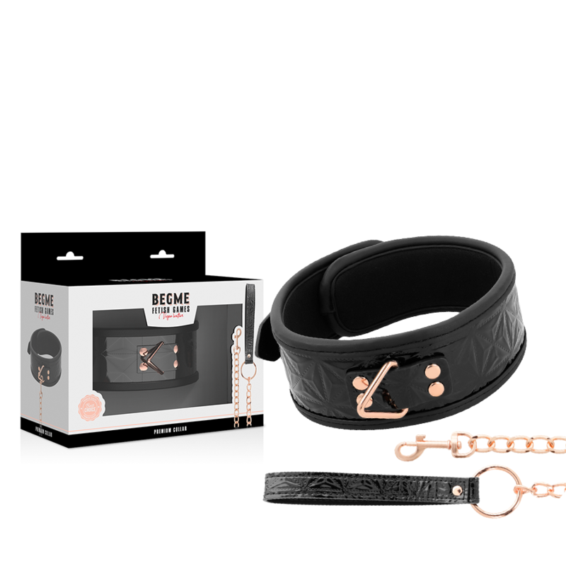 BEGME - BLACK EDITION COLLARE IN PELLE VEGANA PREMIUM NERO CON FODERA IN NEOPRENE