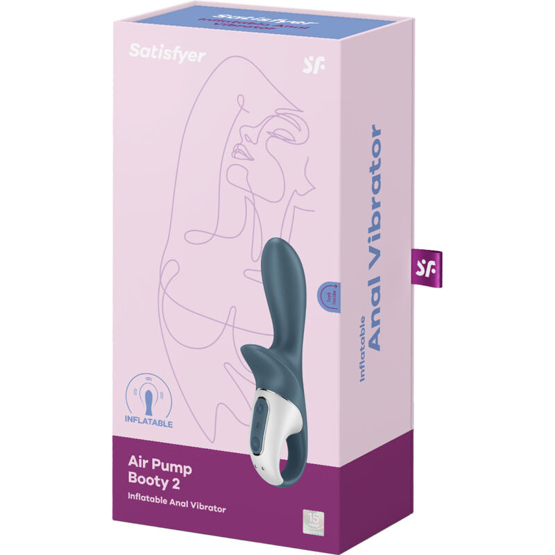 SATISFYER - AIR PUMP BOOTY 2 VIBRATORE ANALE GONFIABILE GRIGIO SCURO