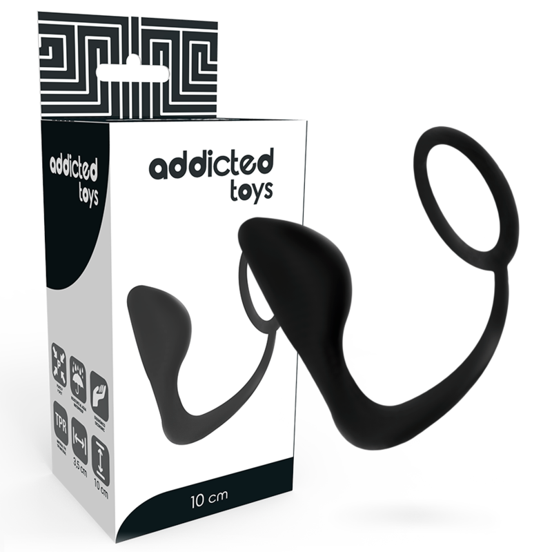 ANELLO PENE CLASSIC CON PLUG ANALE NERO