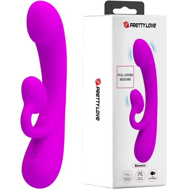 PRETTY LOVE - VIBRATORE SINCERE E SUCCHIATORE PER CLITORIDE IN SILICONE VIOLA