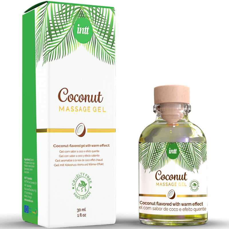 INTT - GEL DA MASSAGGIO VEGANO CON EFFETTO RISCALDANTE E AROMA AL COCCO