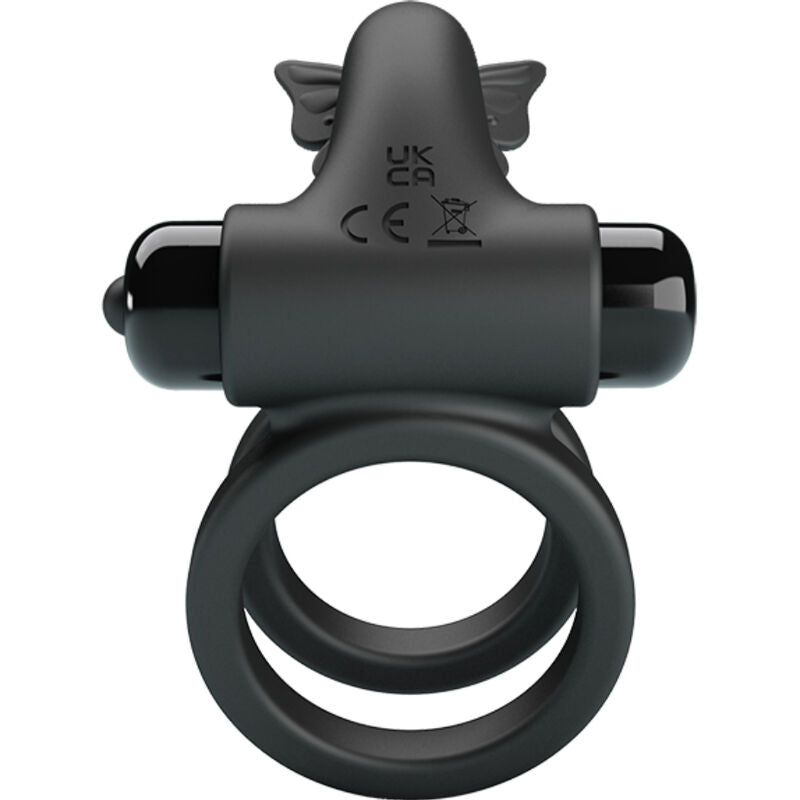 PRETTY LOVE - ANELLO PENE DOPPIO VIBRANTE CON STIMOLATORE NERO