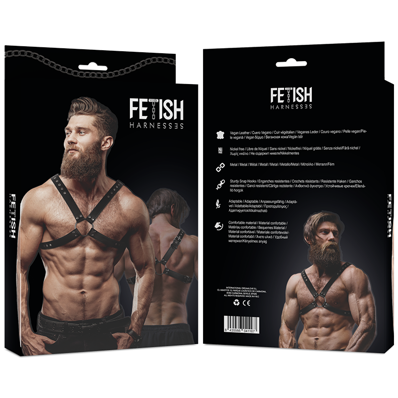 FETISH SUBMISSIVE ATTITUDE - HARNESS IN ECOPELLE CON CROCE TORACICA DA UOMO