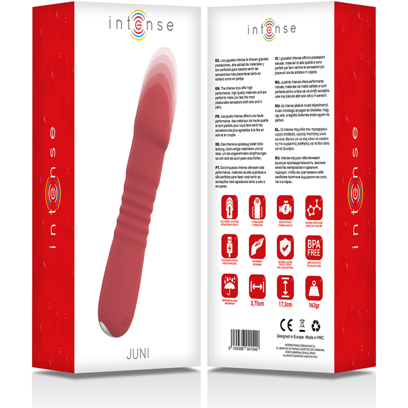 INTENSE - JUNI VIBRATORE CON SPINTA UP AND DOWN ROSSO