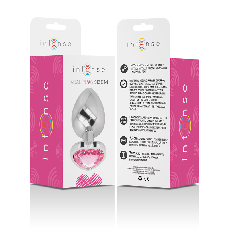 INTENSE - PLUG ANALE IN ALLUMINIO CUORE ROSA TAGLIA M