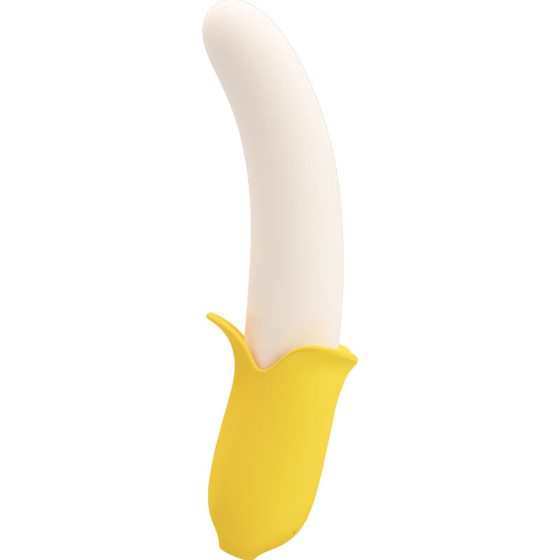 PRETTY LOVE - BANANA GEEK VIBRATORE CON SPINTA SU E GIU' IN SILICONE GIALLO