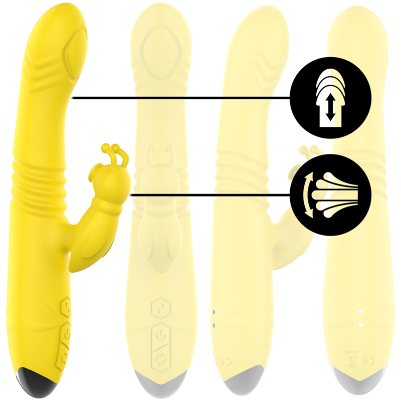 INTENSE - TOKY VIBRATORE MULTIFUNZIONE SPINTA SU E GIU' CON STIMOLATORE CLITORIDEO GIALLO